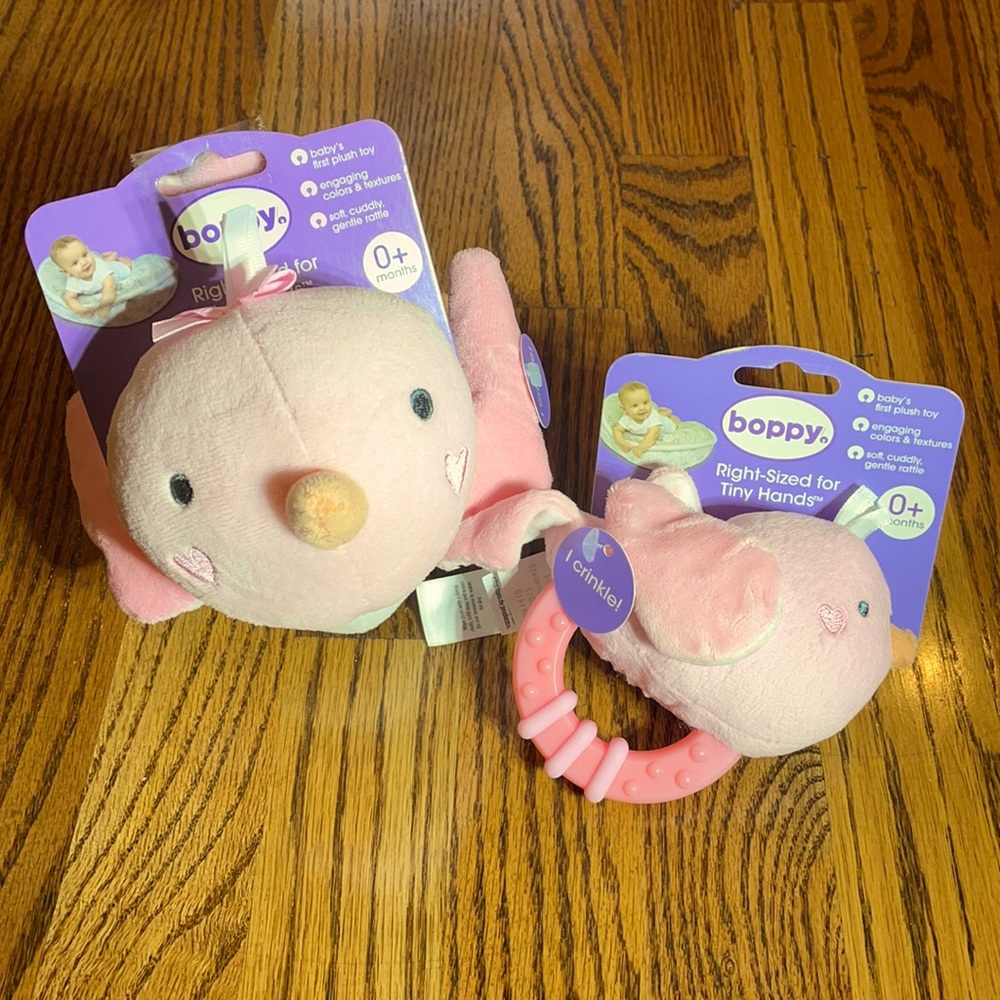 BUNDLE OF 2 Boppy Plush Baby Toys
